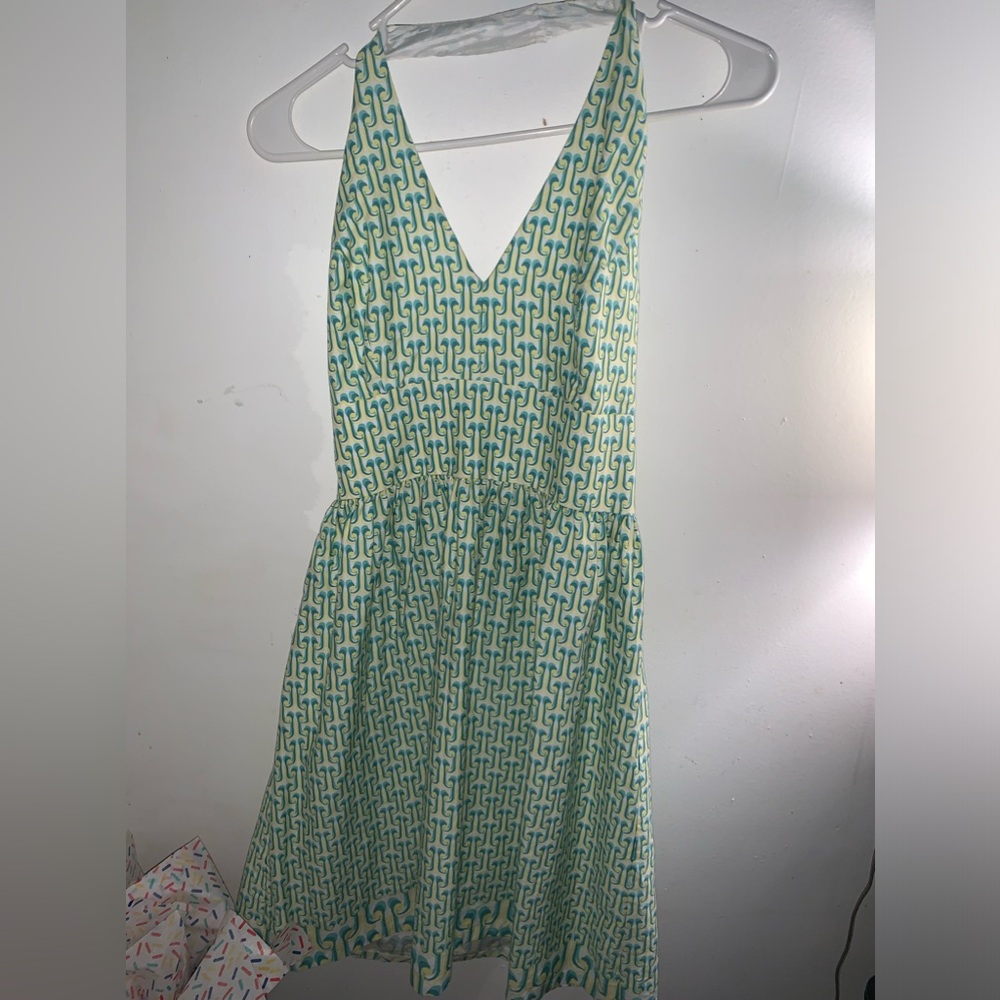 liz claiborne 70s green and blue halter dress! very 70s inspired!!